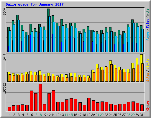 Daily usage for January 2017