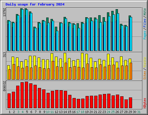 Daily usage for February 2024