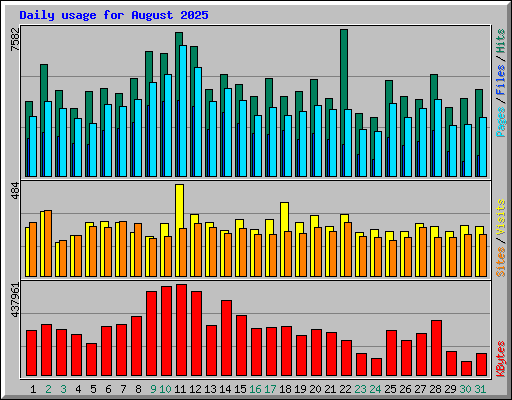 Daily usage for August 2025