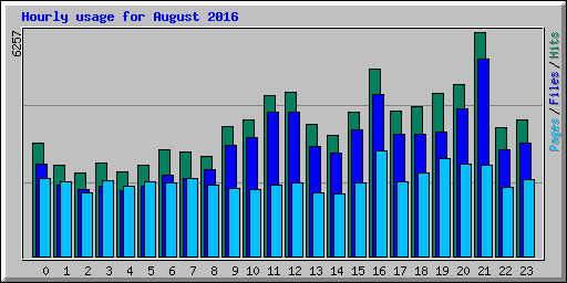Hourly usage for August 2016
